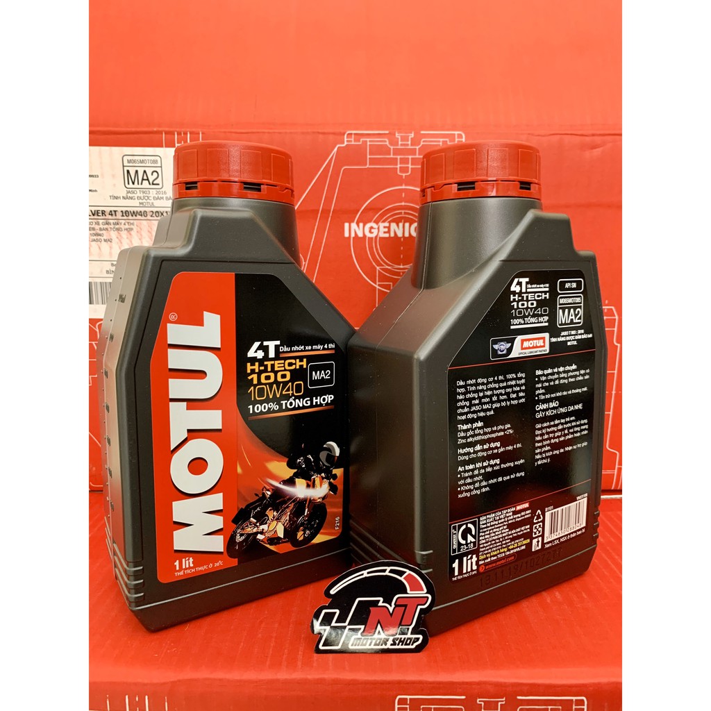 1 chai nhớt MOTUL H-Tech 100 4T 10W40 (100% tổng hợp - Mô tô PKL)