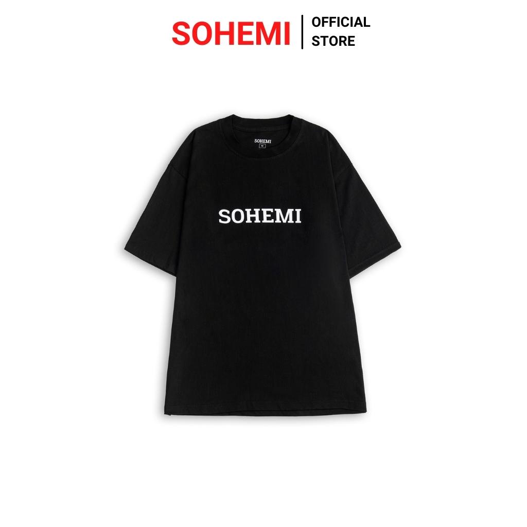 Áo thun unisex đen basic TEE phom rộng tay lỡ dành cho nam nữ SOHEMI