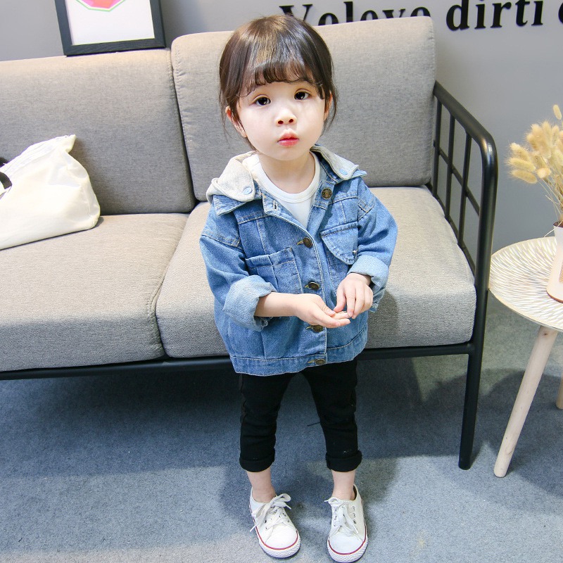 Áo Khoác Denim Có Túi Thời Trang Cho Bé Gái