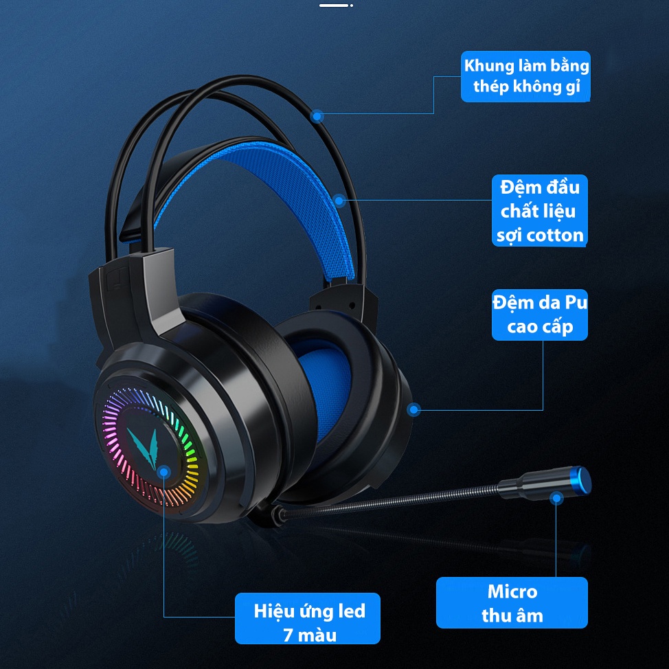 Tai Nghe Chụp Tai Gaming PC G80 Có Mic Có dây Máy Tính Chơi Game thủ Chuyên Dụng Có Đèn Led Nhiều Màu