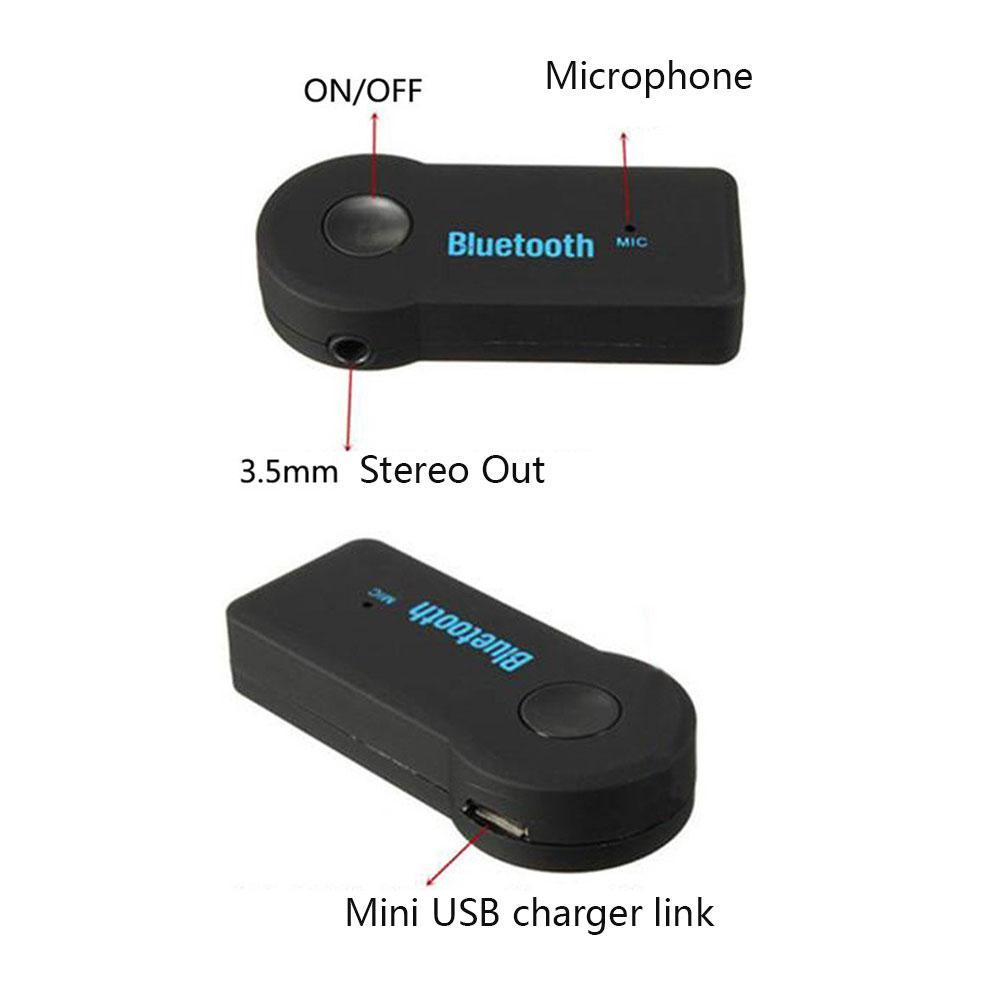 Wireless Bluetooth 3.5mm AUX Audio Stereo Music Car Adapter Mic Black Recei M4K4