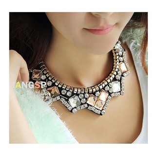Vòng cổ đi tiệc mặt đá to bản - D166 + D252