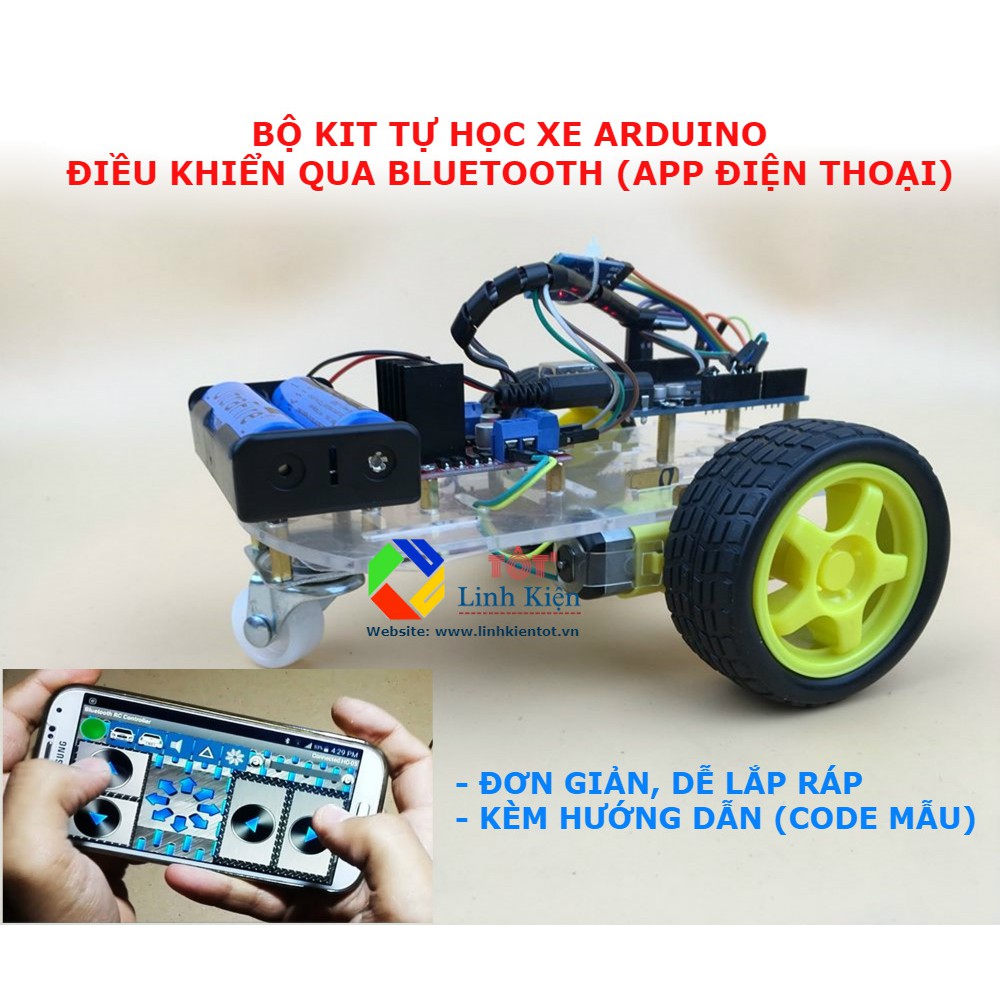 [CODE+HD] Bộ Xe Thực Hành Arduino Điều Khiển Bluetooth DIY - KIT Tự Học Arduino (Car 0)