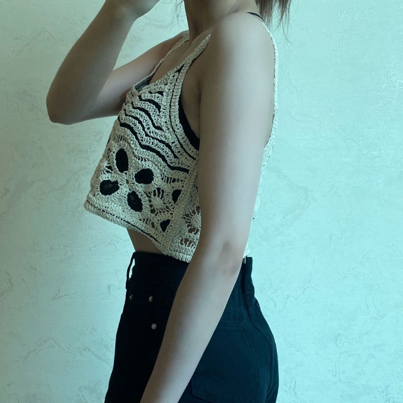 Áo Croptop Hai Dây Không Tay In Họa Tiết Hoa Phong Cách Boho Thời Trang Cho Nữ