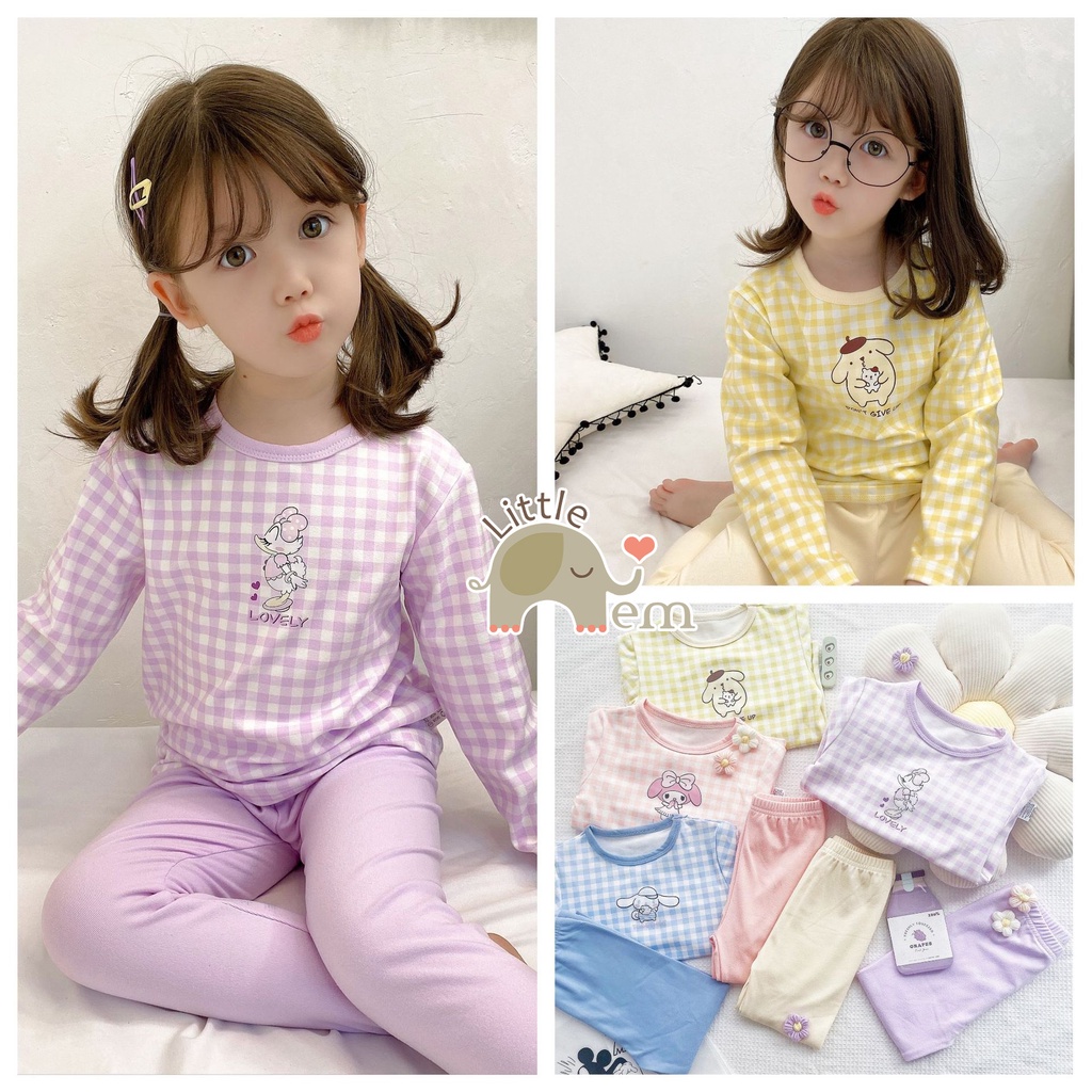 Bộ đồ bé gái Cotton xuất Nhật dài tay _ Caro Colour