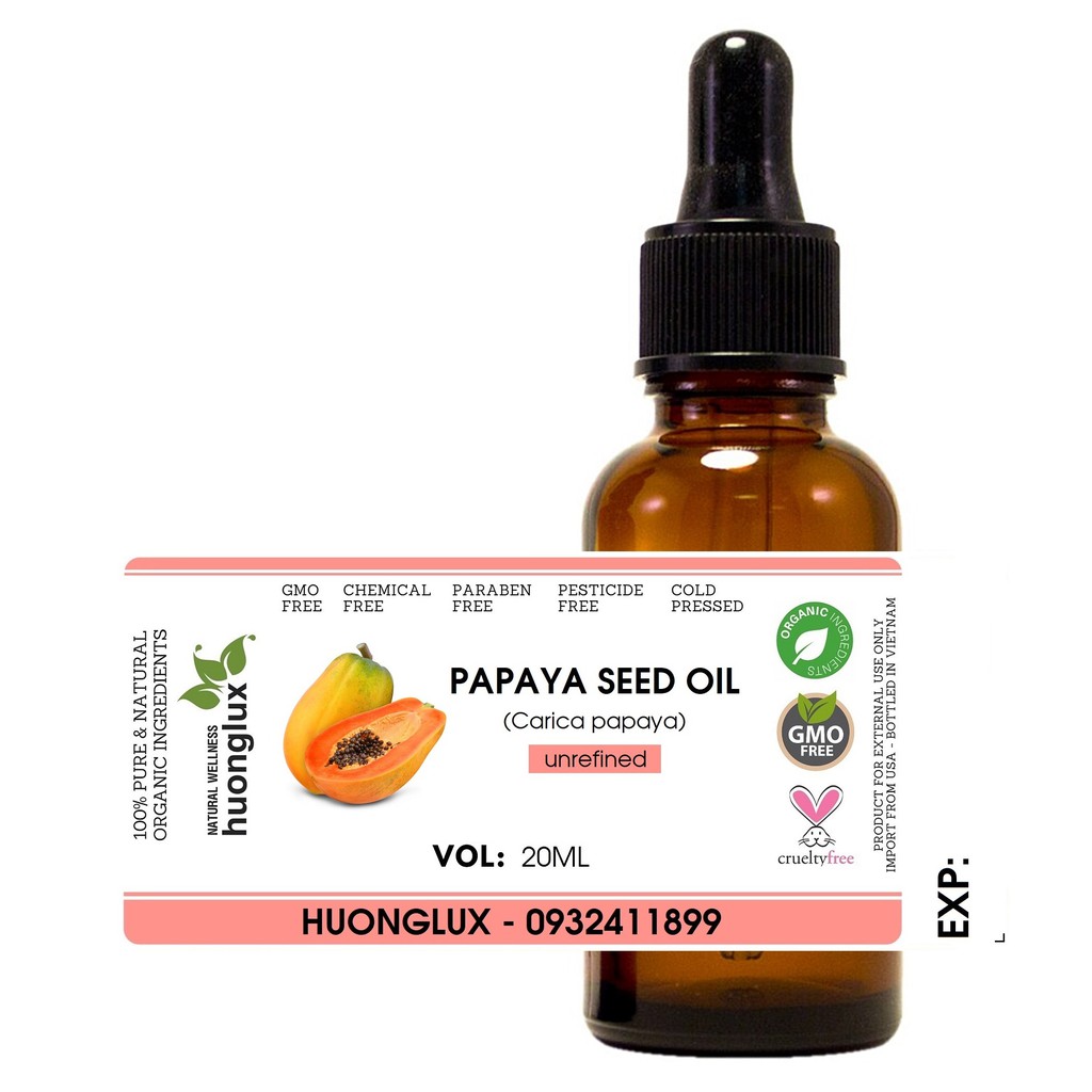 Organic dầu hạt Đu Đủ Papaya seed oil hữu cơ nguyên chất sáng da, tẩy tế bào