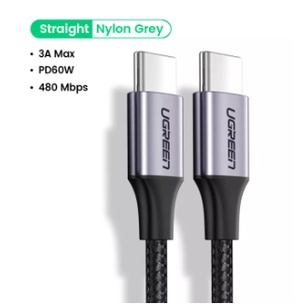 UGREEN Cáp USB type C sang USBC PD 60W Cáp sạc nhanh Pro Hỗ trợ sạc nhanh 4.0 Dây USB cho Samsung Galaxy Macbook