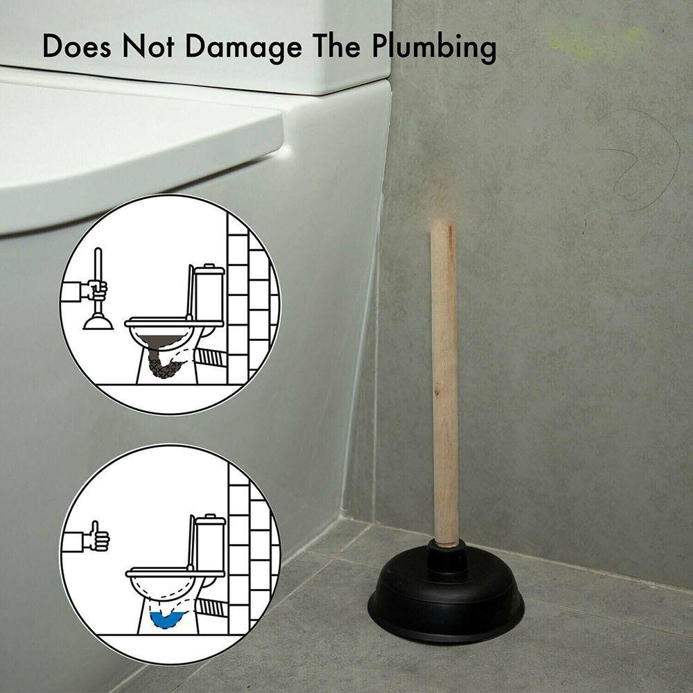 Btlimer Núm Hút Khí Toilet Tức Thì Với Tay Cầm Bằng Gỗ