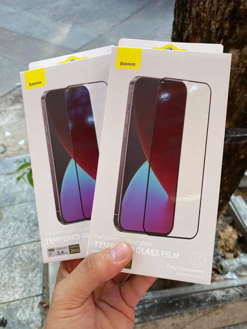 ☘️Iphone 12 Pro Max / 12 Pro / Mini☘️ Kính cường lực Chính hãng Baseus 0.23mm full màn phủ nano cảm ứng siêu mướt vát 3D