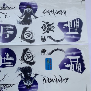 Tem xe Wave Samurai Trắng xanh GP