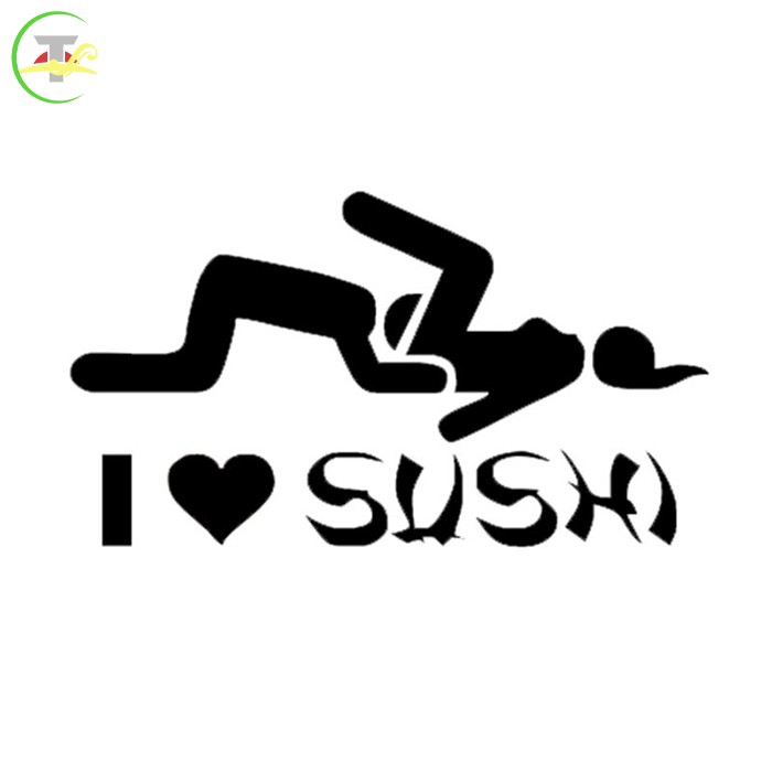 Miếng Dán Trang Trí Cửa Sổ Xe Hơi Hình Sushi I Love Sushi Vui Nhộn Bằng Pvc