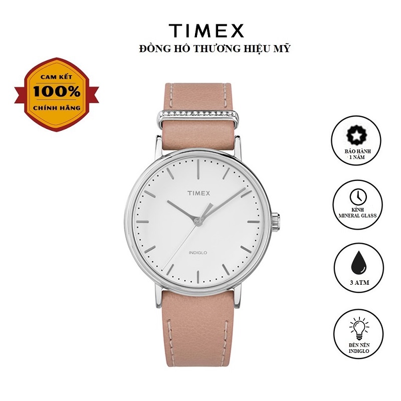 Đồng hồ Nữ Timex Fairfield Crystal 37mm - TW2R70400 Dây Da - Chính Hãng