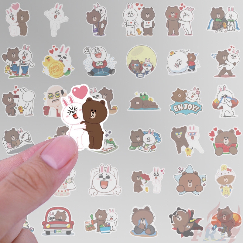 ❉ Line Town - Cony Rabbit &amp; Brown Bear Giấy và decal dán tường ❉ 36Pcs/Set DIY Decals Stickers for Diary Laptop