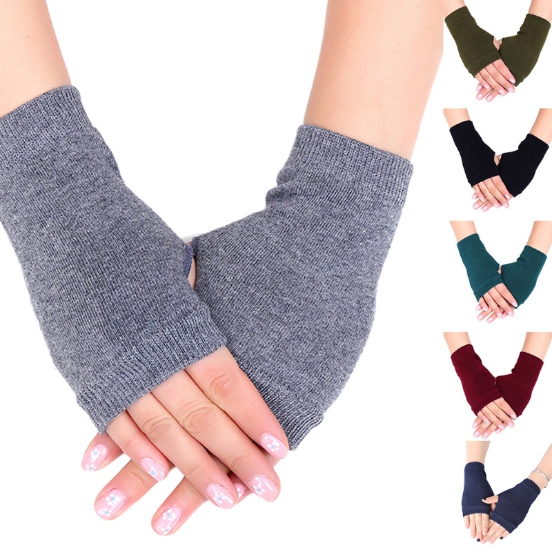 Găng tay cotton hở ngón màu trơn có thể co dãn dành cho nam và nữ