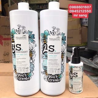 combo Dầu gội + Hấp dầu + Tinh chất dưỡng tóc thanh lọc kháng khuẩn Nouvelle HYDRA SANI 1000mlx2/100ML  (2026)