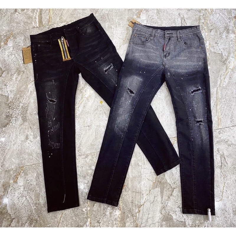 Quần jean nam dáng côn có hoạ tiết khoá lệch, Quần bò thời trang nam phong cách giới trẻ btshop từ 28 đến 32
