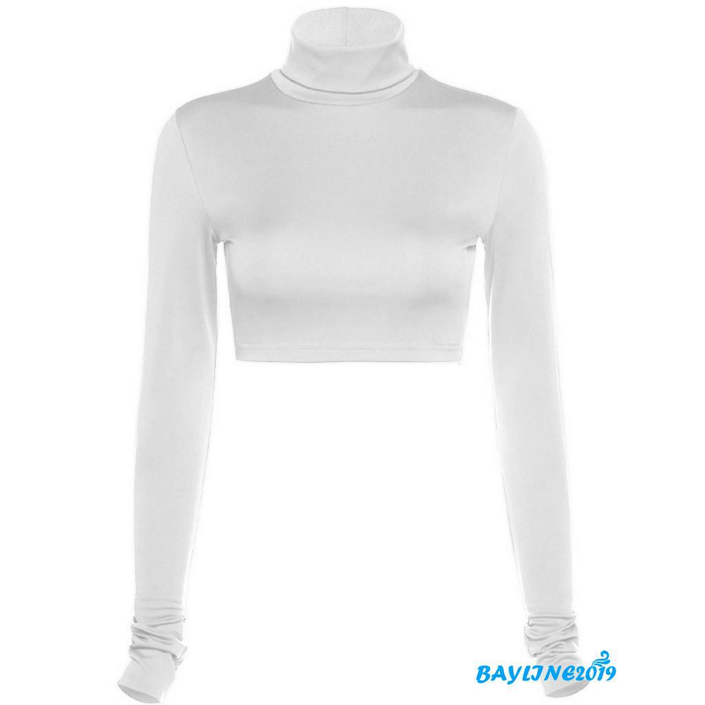 Áo croptop tay dài màu trơn thời trang trẻ trung năng động cho nữ