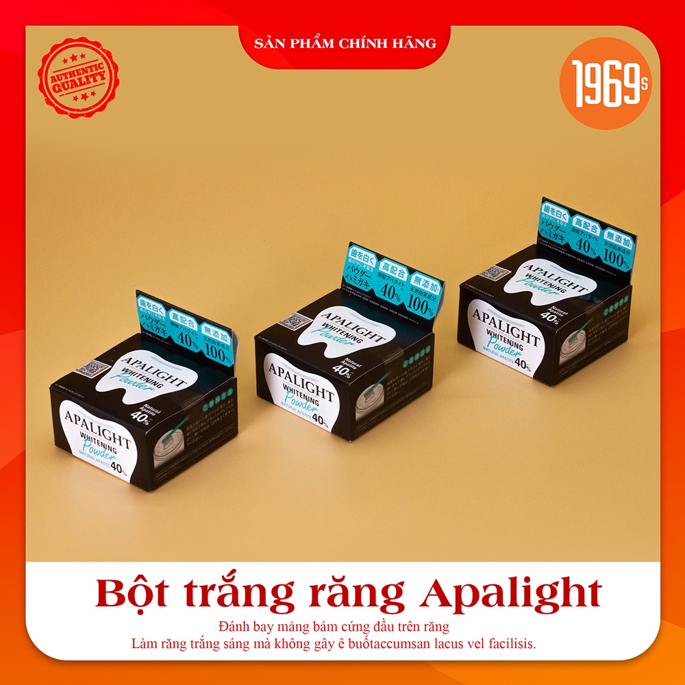 Bột làm trắng răng Apalight Nhật Bản phục hồi men răng, sạch mảng bám, giảm ố vàng, giảm hôi miệng 26g - 1969s Việt Nam