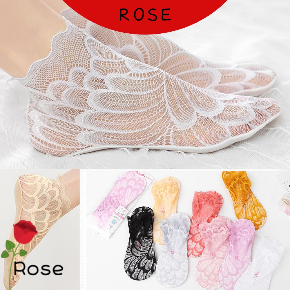 Đôi vớ ren hoa ngắn chống trượt thời trang cho nữ