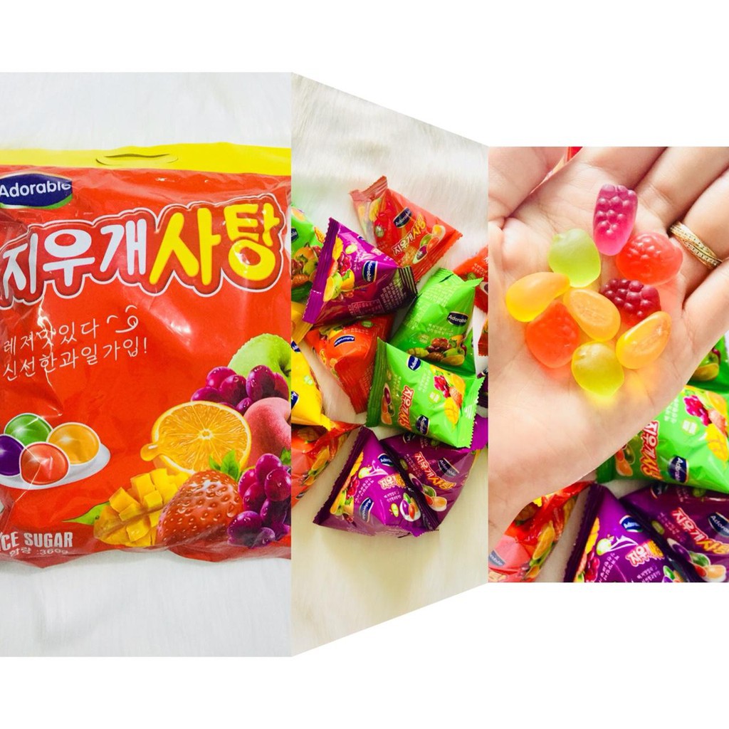 Kẹo Dẻo Trái Cây Hàn Quốc Adorable 360g - Kẹo Trái Cây, Kẹo Hàn Quốc, Kẹo 4 Màu - Đồ Ăn Vặt Hàn Quốc - Ruvask