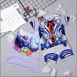 Bộ quần áo thần sấm Thor tay ngắn kèm áo choàng và mặt nạ cho bé trai TN94