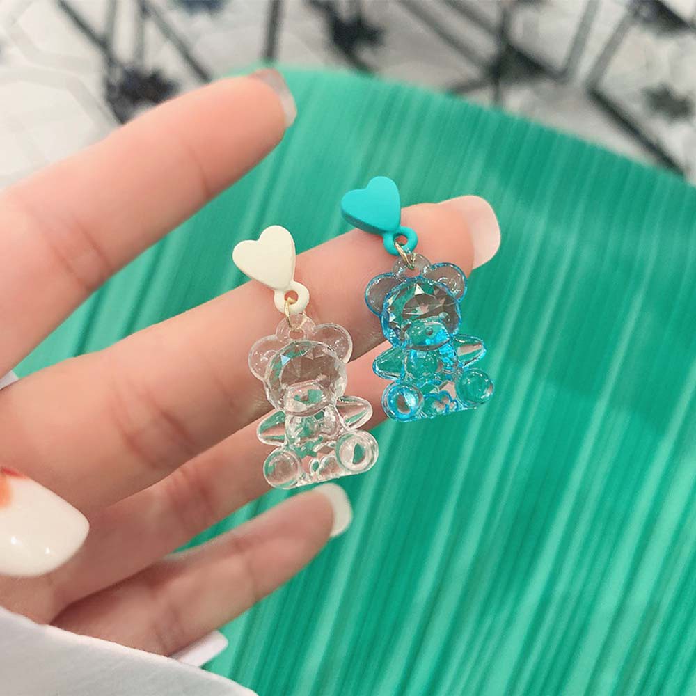 Bông Tai Acrylic Trong Suốt Hình Gấu Nhiều Màu Sắc Thời Trang Cho Nữ