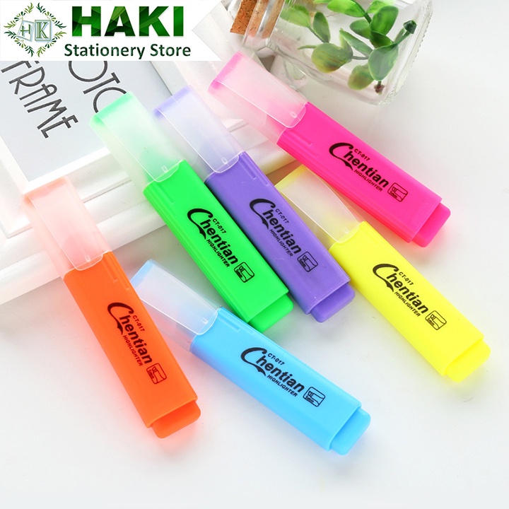 Bút đánh dấu highlight dạ quang HAKI 6 màu dụng cụ văn phòng phẩm B29
