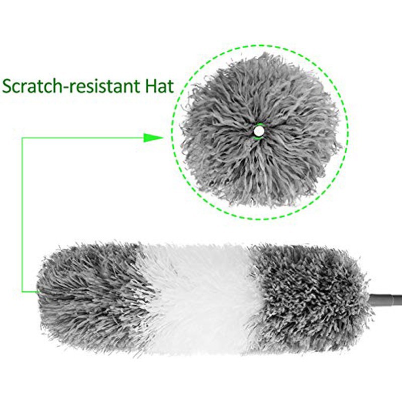 Chổi quét bụi cán Inox dài 70 - 252 cm có thể kéo rút Cây phất trần san hô Microfiber Duster - Tiện lợi