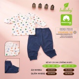 Bộ dài tay cài vai bé trai, bé gái Lullaby chất cotton mỏng