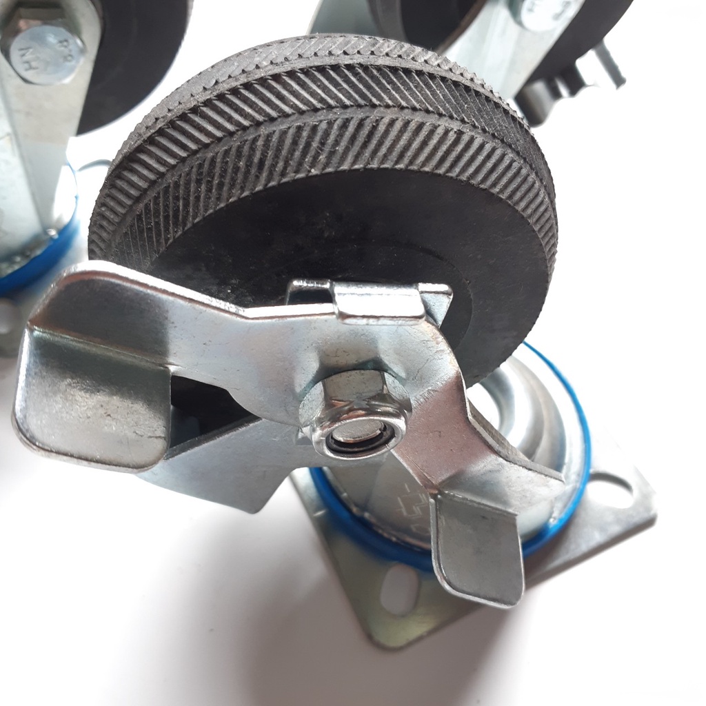 [ BÁNH CAO SU ] Bộ 4 bánh xe đẩy Cao su 125x45mm xoay 360 độ - MITUHOME, Chịu lực 200kg, có khóa chống trơn trượt