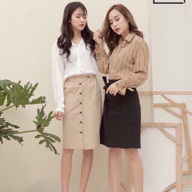 Chân váy kaki cúc chữ A ( Quảng Châu)