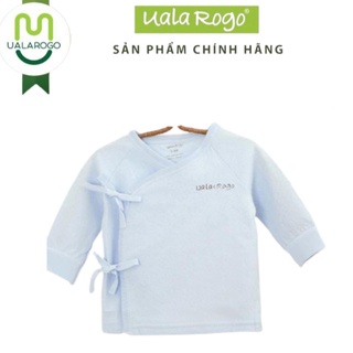 Áo sơ sinh bé gái bé trai Uala rogo 0-6 tháng thắt dây chéo cotton mềm thấm hút kẻ ngang Ur8049