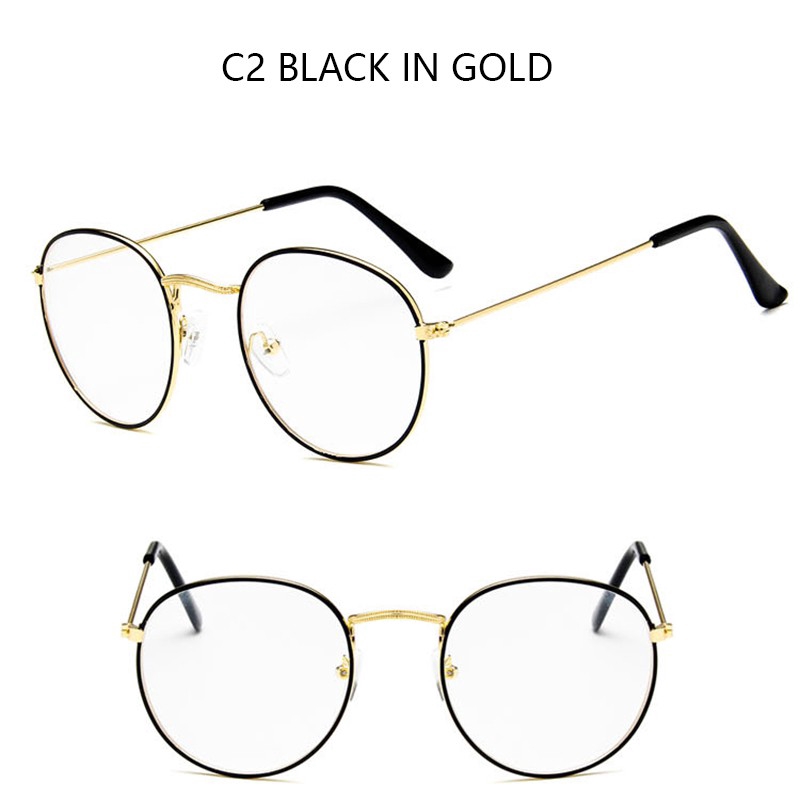 Kính mắt đọc sách gọng kim loại tròn phong cách retro thời trang