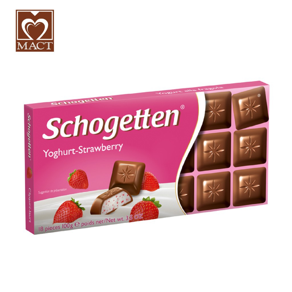 Sôcôla SCHOGETTEN - Vị Sữa chua dâu tây Yoghurt-Strawberry - thanh 100g gồm 18 viên rời