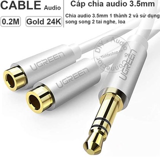 Dây chia 3.5mm đực sang 2 cái dùng song song Tai nghe Loa 20Cm Ugreen AV123 10780