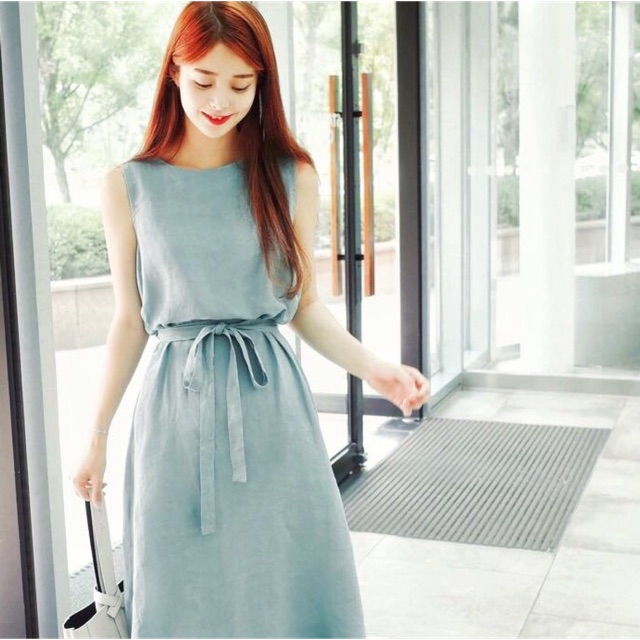Đầm váy mint cột eo
