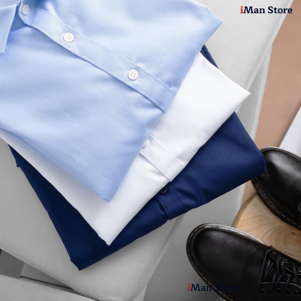 Áo Sơ Mi Nam Trắng Dài Tay, Sơ Mi Nam Hàn Quốc Vải Lụa Mềm Mịn Thoáng Mát - iMan Store