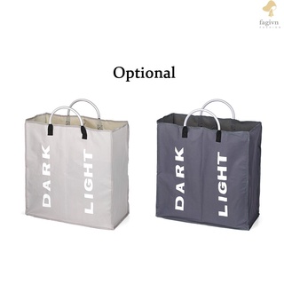 Collapsable 2-section Laundry Bag Foldable Laundry Hamper Durable Oxford Fabric Laundry Basket Clothes Sorter Portable Multifunction Storage Bag with Alloy Handle
