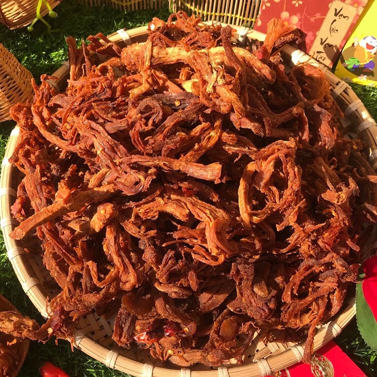 Khô heo cháy tỏi nhà làm, dai, cay cay, heo khô cháy tỏi 300g vị đậm đà - Ăn vặt nhà Cốm