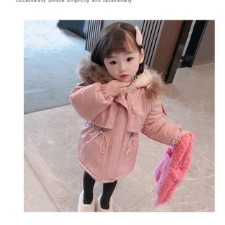 Khoác phao lót lông bé gái