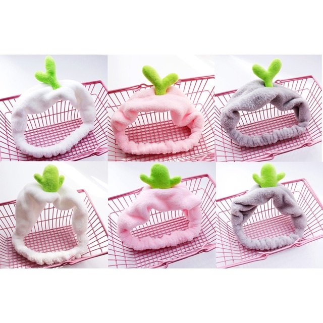 【kifli】Băng đô mầm cây, xương rồng chất vải nhung mềm mịn