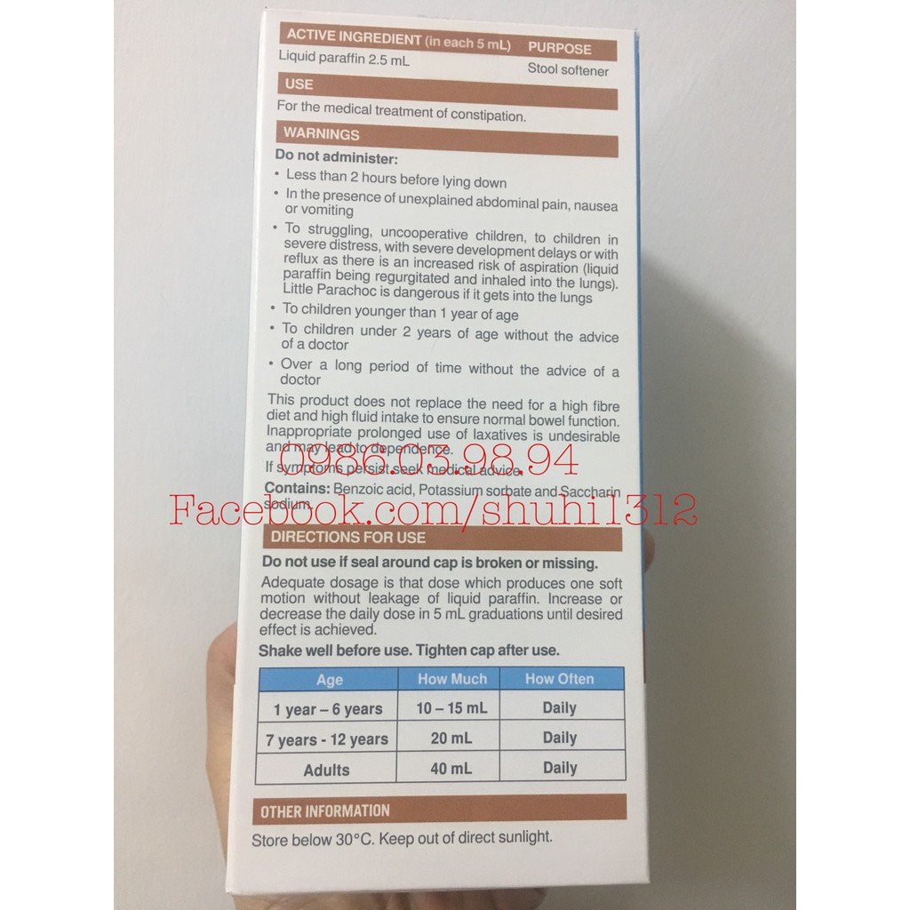 SIRO chống táo bón Cho Trẻ từ 1 tuổi trở lên và người lớn Parachoc Úc 400ml (Đủ bill Chemist Úc)