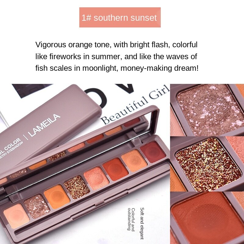 Bảng phấn mắt lameila 8 màu lì/nhũ ngọc trai