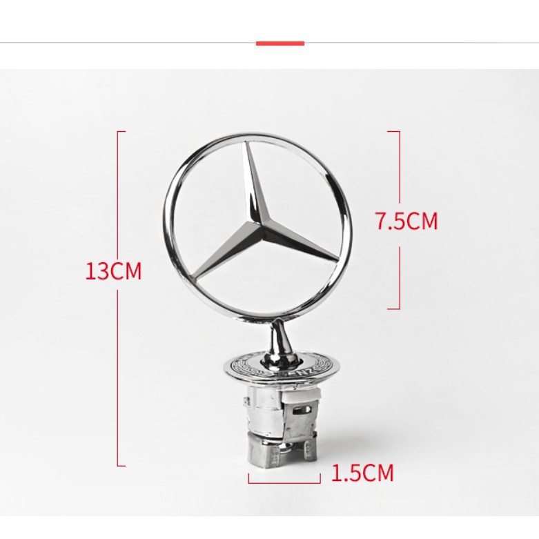 Biểu Tượng Logo nắp capo phía trước đầu xe Mercedes - Chất liệu: Hợp kim mạ crom