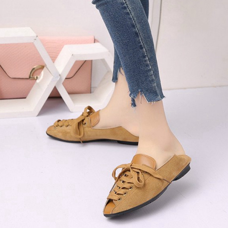 IELGY Giày búp bê mũi vuông giả da trơn phong cách Hàn Quốc dành cho nữ