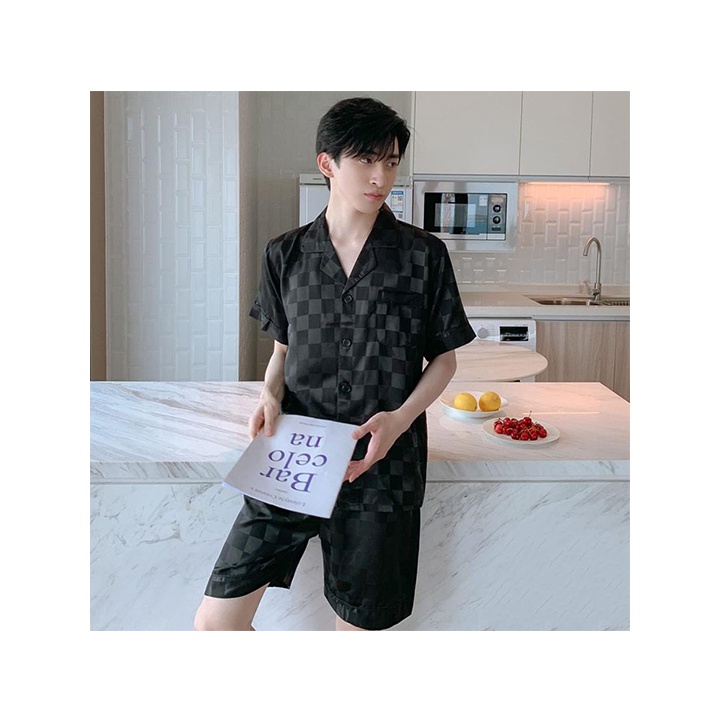 Bộ Đồ Pijama Lụa Cộc Tay Phù Hợp Cả Nam Và Nữ, Bộ Đồ Ngủ Cộc Tay Chất Lụa Gấm Cao Cấp