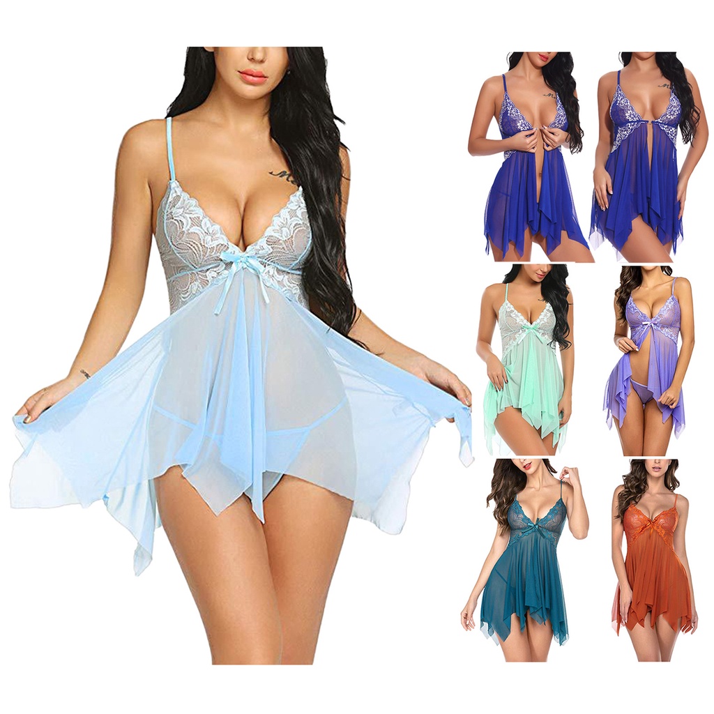 Bộ nội y mặc ngủ gồm áo ngực phối ren và quần lót thời trang gợi cảm hàng mới dành cho bạn nữ