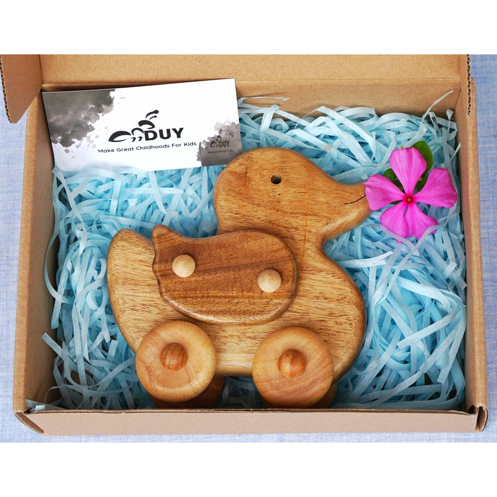 Đồ chơi xe vịt bằng gỗ, gỗ tự nhiên, đồ handmade, quà sinh nhật, giáng sinh cho trẻ, đồ lưu niệm, đồ trang trí tủ kệ.