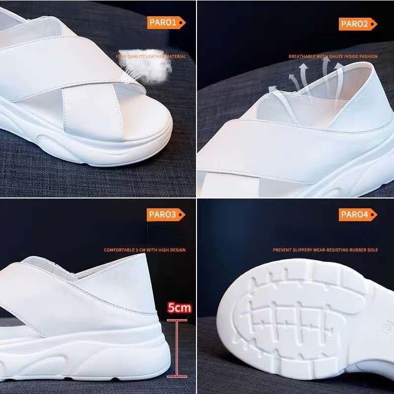 Xăng đan Đế Vừa Quai Chéo Phong Cách Roman Cho Nữ