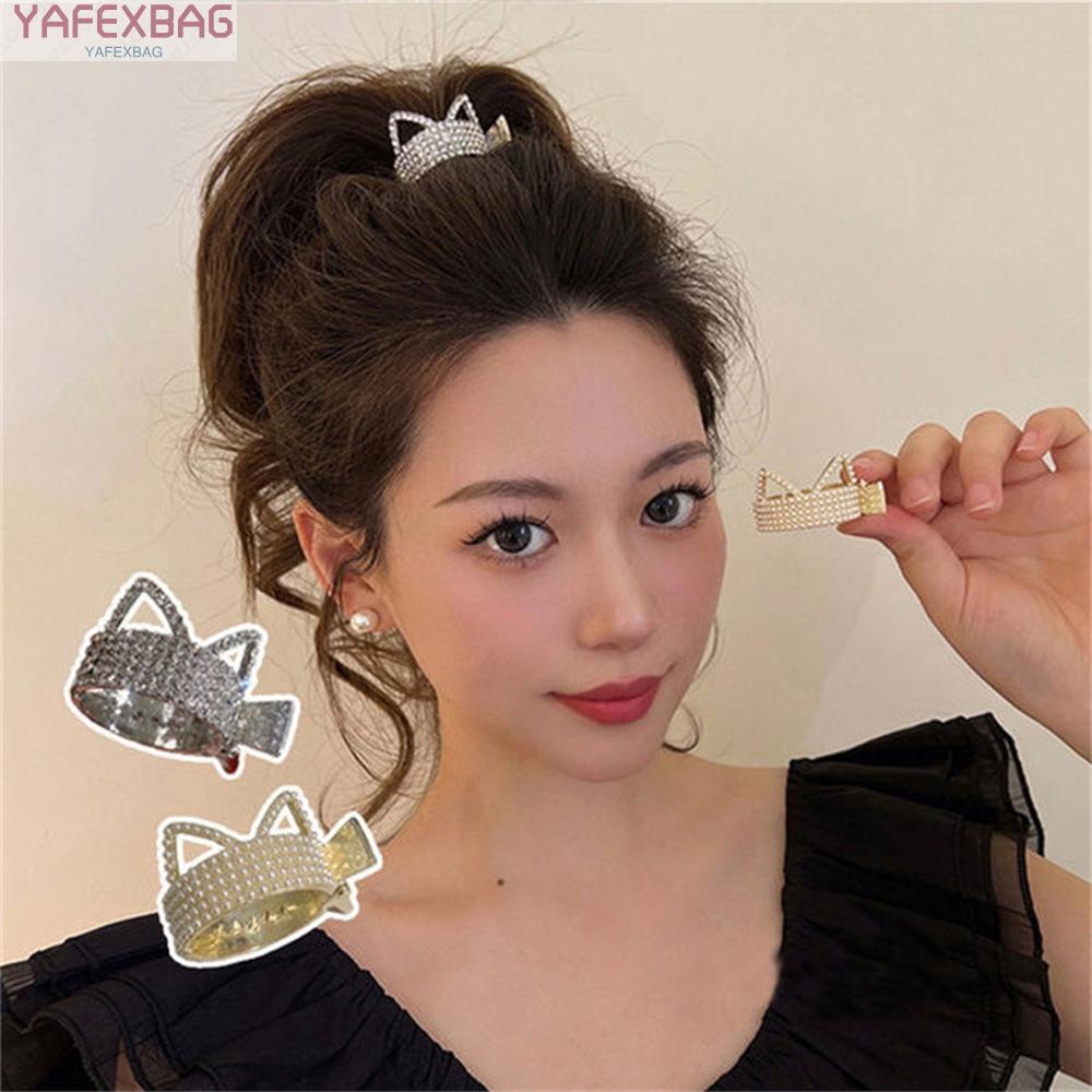 Hair Claw Female Fixed Geometry Girls Golden Pearl Hairpin Korean Style